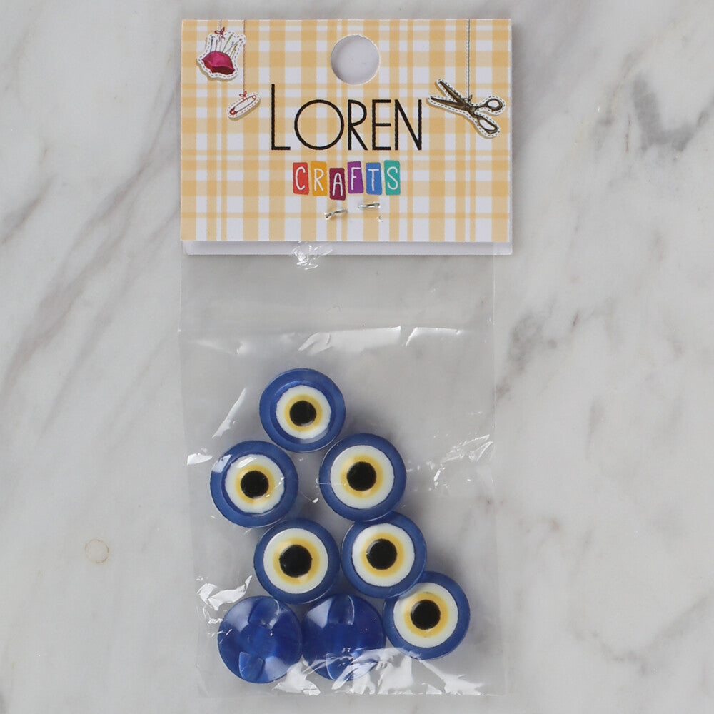 Loren Crafts 8 Pack Blue Bead Button, Dark Blue - 159