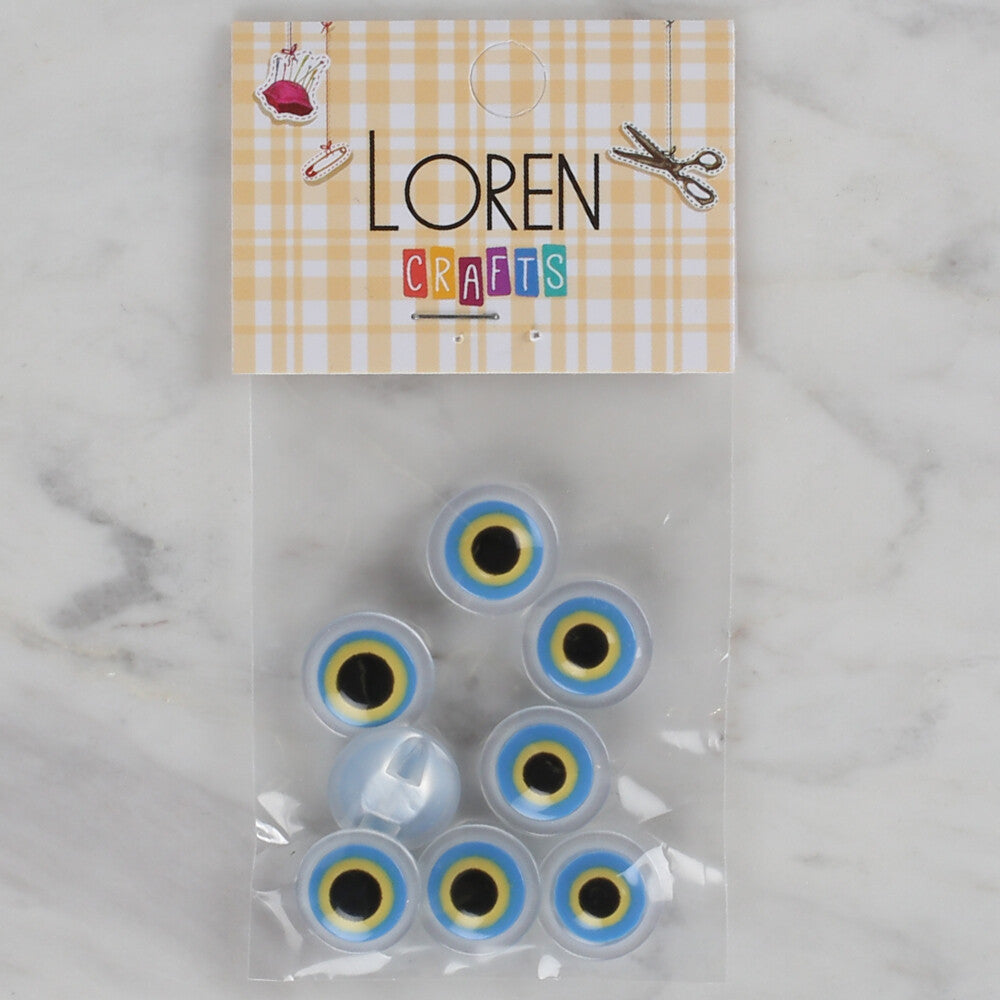 Loren Crafts 8 Pack Blue Bead Button, Ice Blue - 161