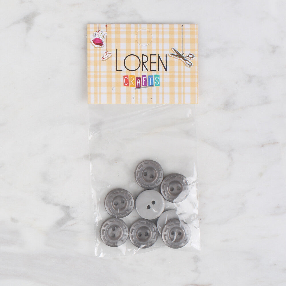 Loren Crafts 8 Pack Button, Grey - 183