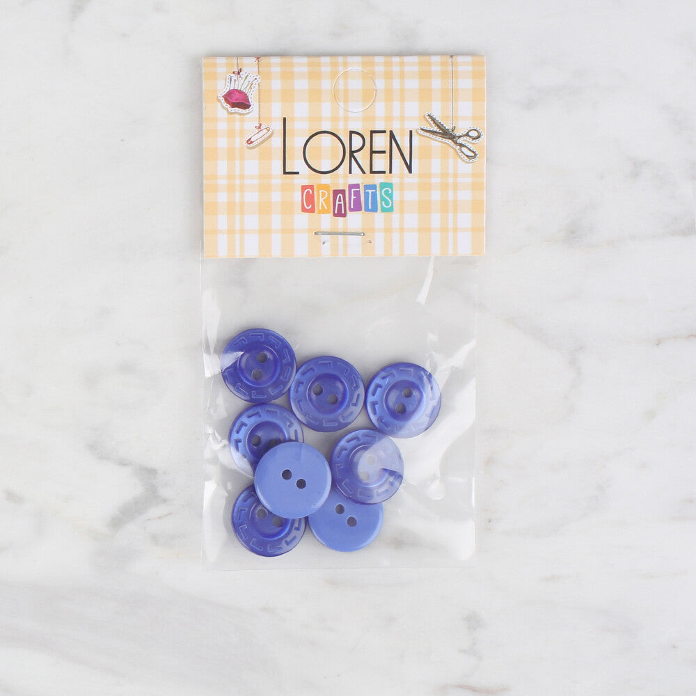 Loren Crafts 8 Pack  Button, Blue - 185