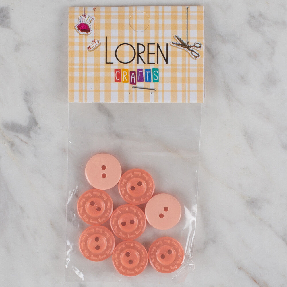 Loren Crafts 8 Pack Button, Orange - 191