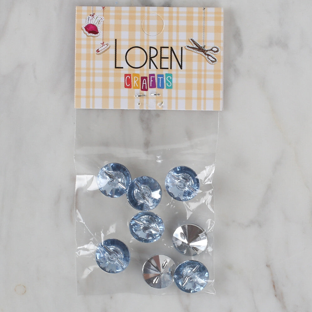 Loren Crafts 8 Pack Shiny Button, Light Blue - 197