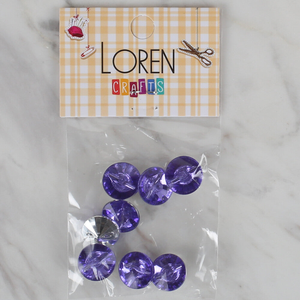 Loren Crafts  8 Pack Shiny Button, Purple - 199