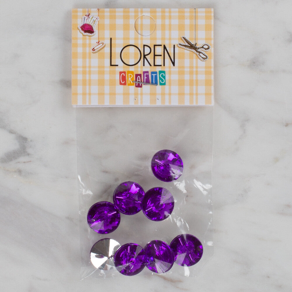 Loren Crafts 8 Pack Shiny Button, Purple - 200