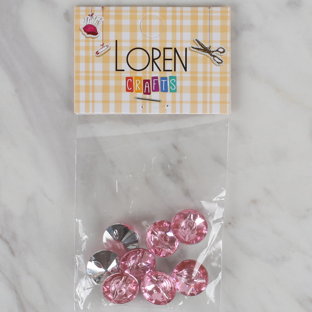 Loren Crafts 8 Pack Shiny Button, Pink - 201