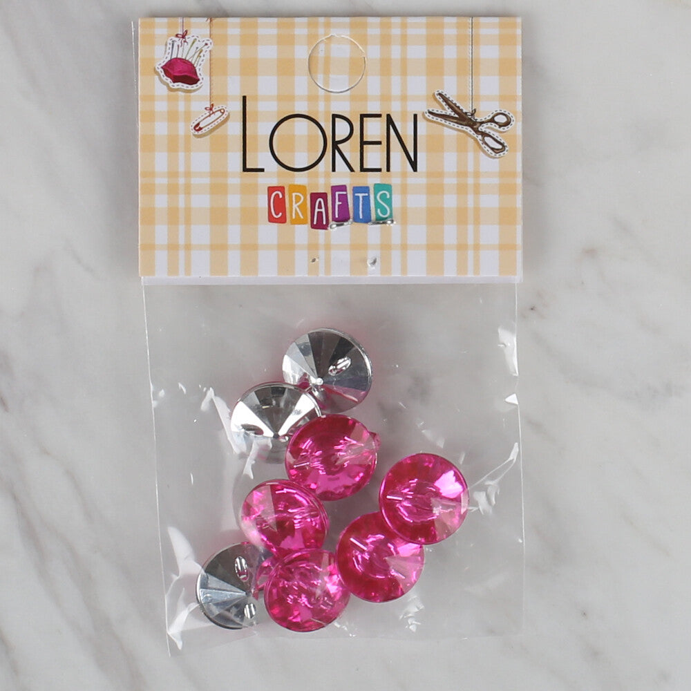 Loren Crafts 8 Pack Shiny Button, Pink - 203