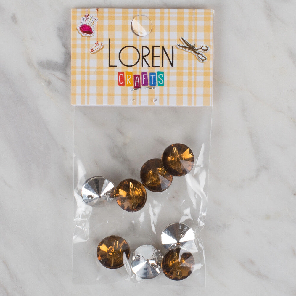 Loren Crafts 8 Pack Shiny Button, Brown - 208