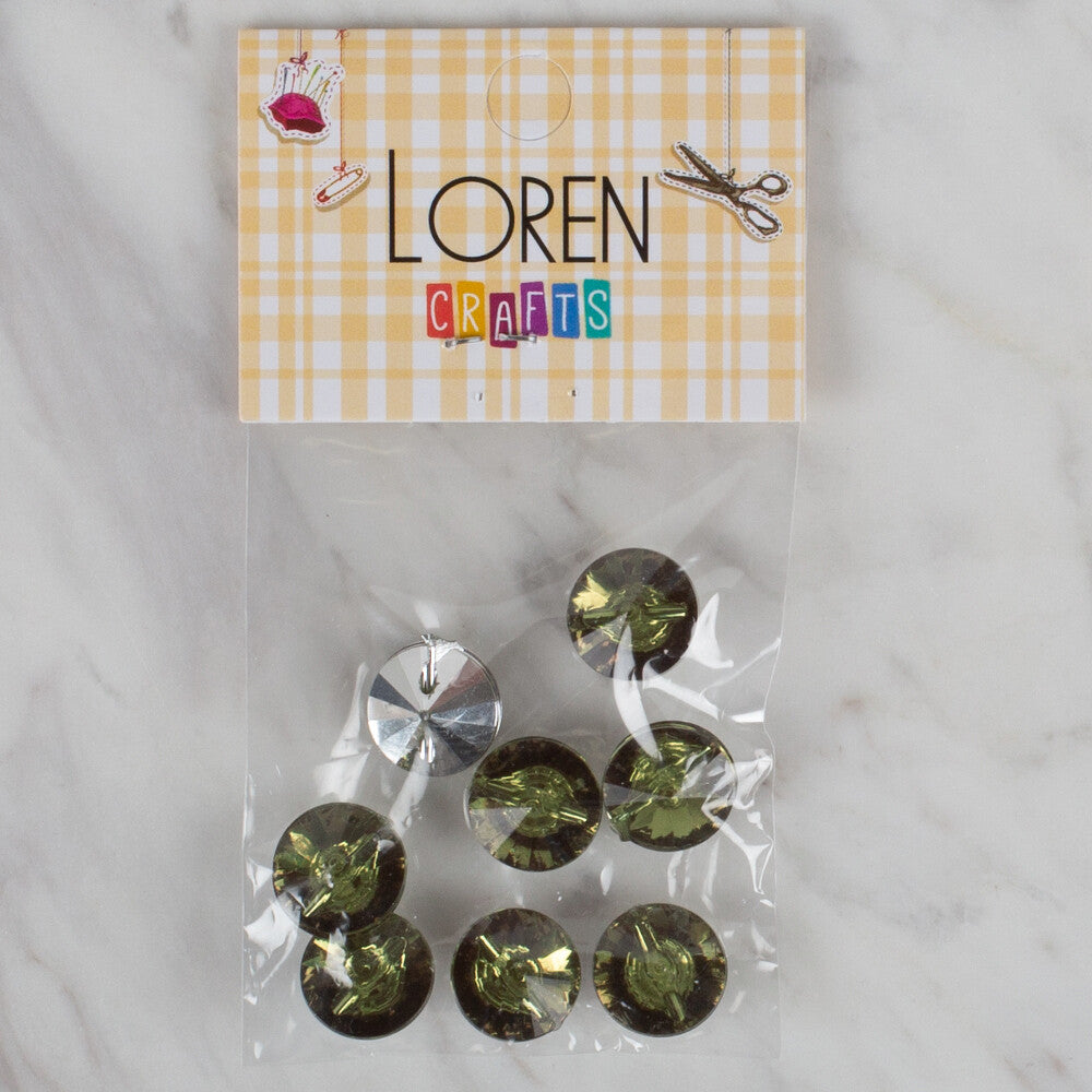 Loren Crafts 8 Pack Shiny Button, Green- 209