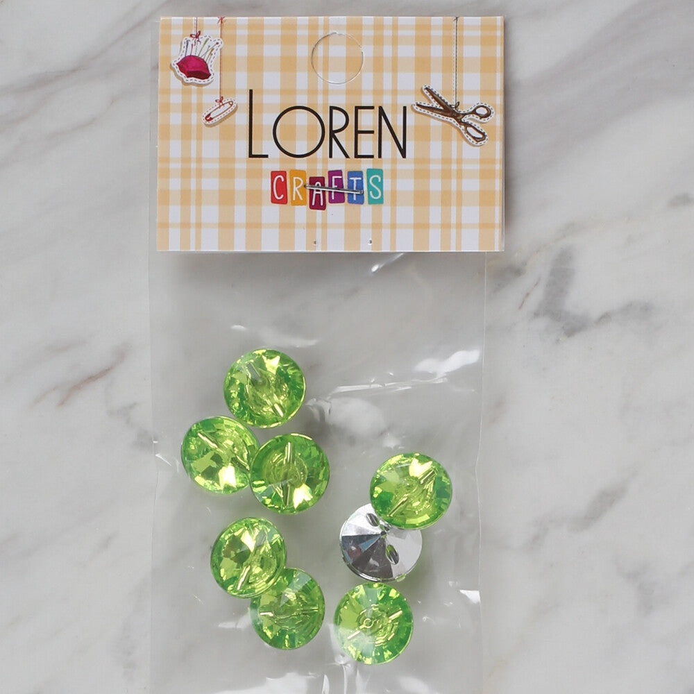 Loren Crafts 8 Pack Shiny Button, Green - 211