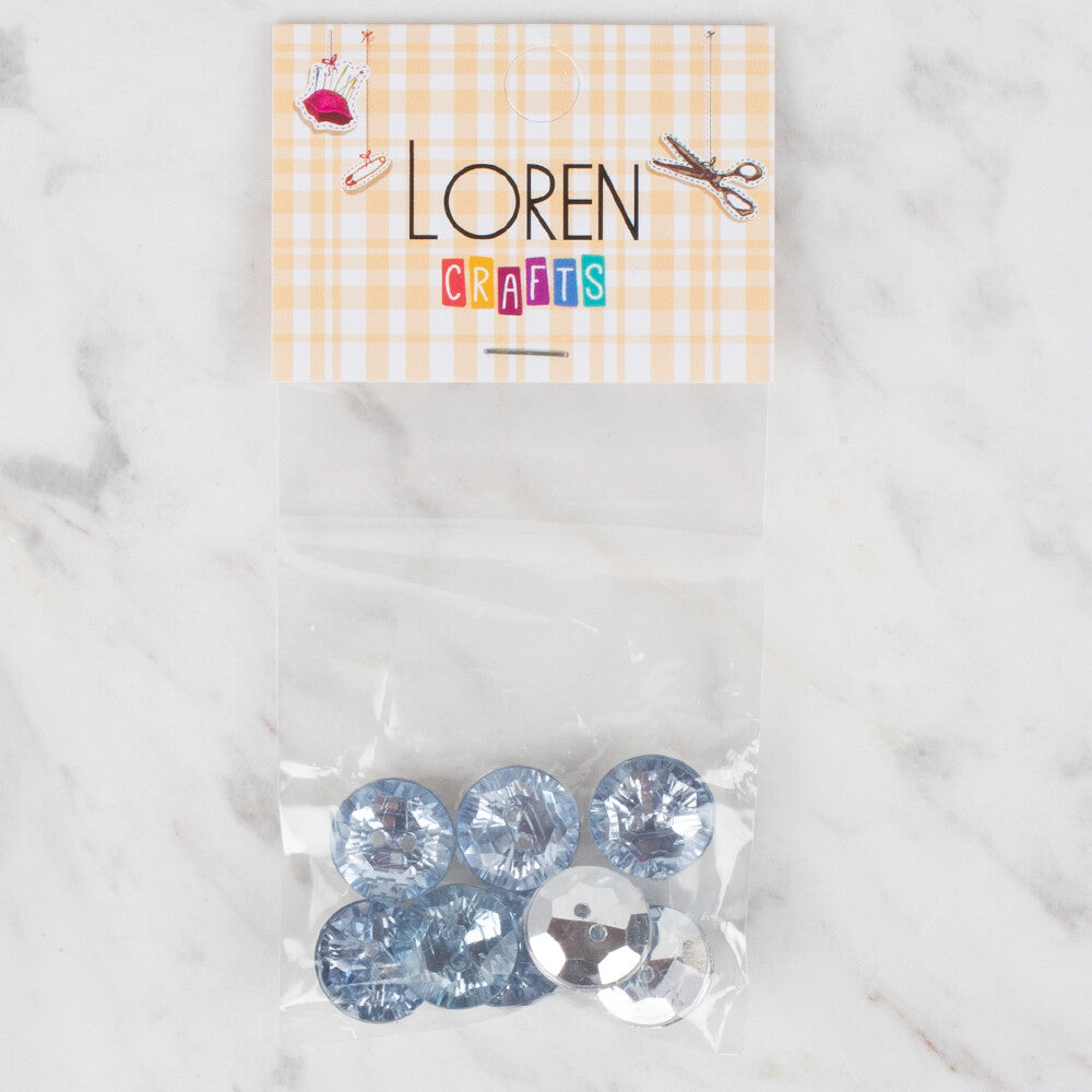 Loren Crafts 8 Pack Shiny Button, Grey - 216