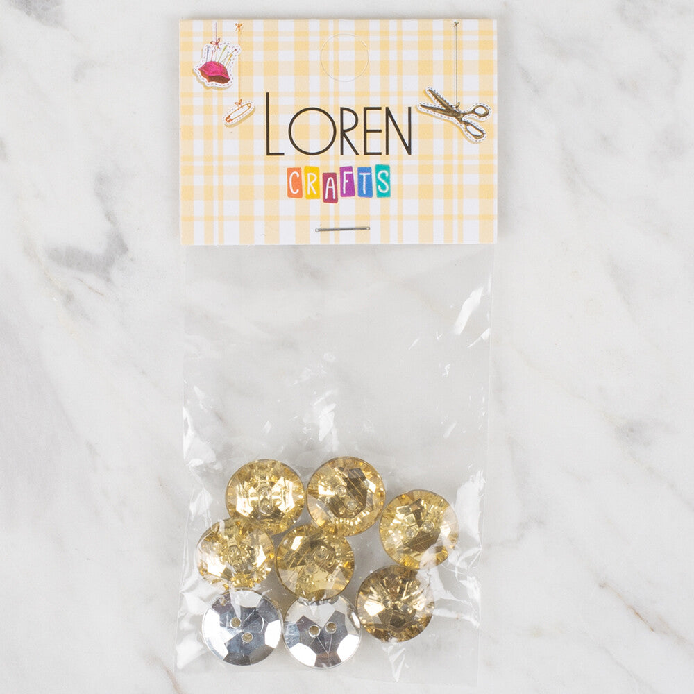 Loren Crafts 8 Pack Shiny Button, Gold - 226