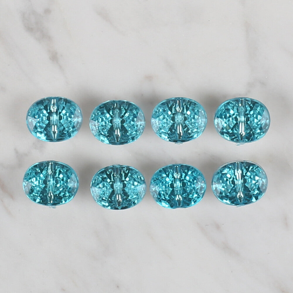 Loren Crafts 8 Pack Shiny Button, Turquoise - 234
