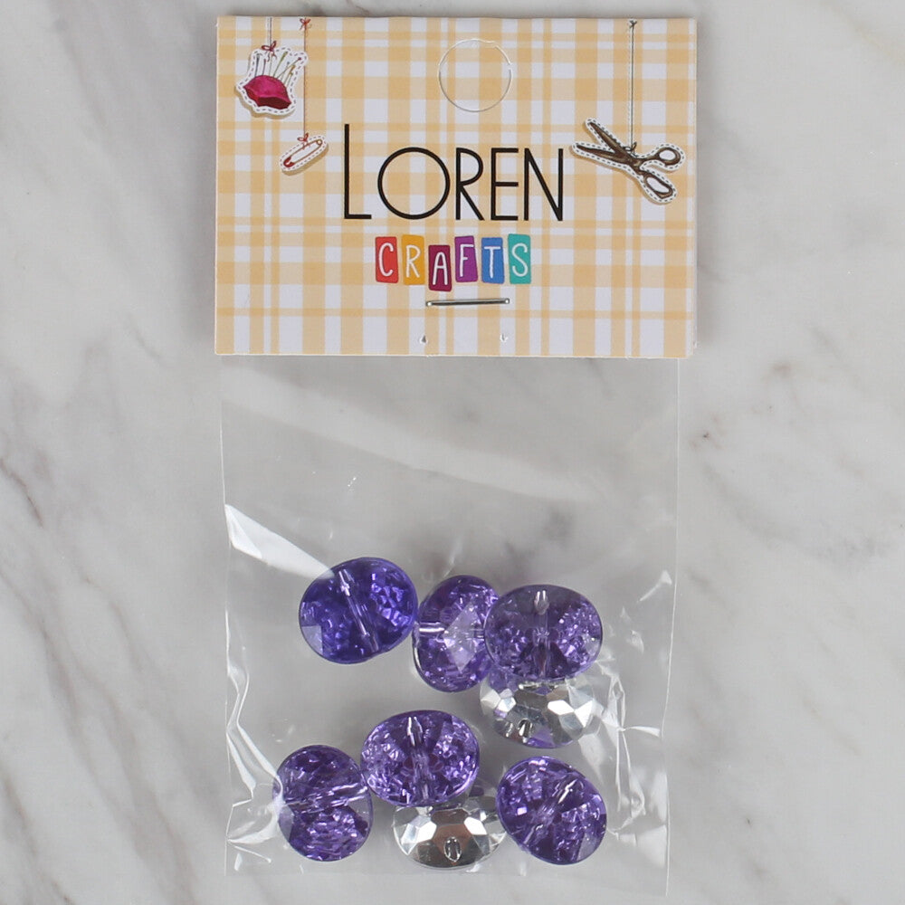 Loren Crafts 8 Pack Shiny Button,  Lilac- 235