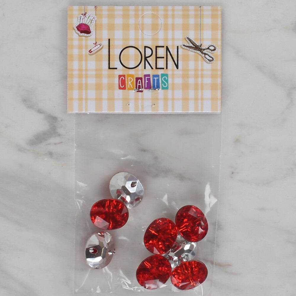 Loren Crafts 8 Pack Shiny Button, Red - 240