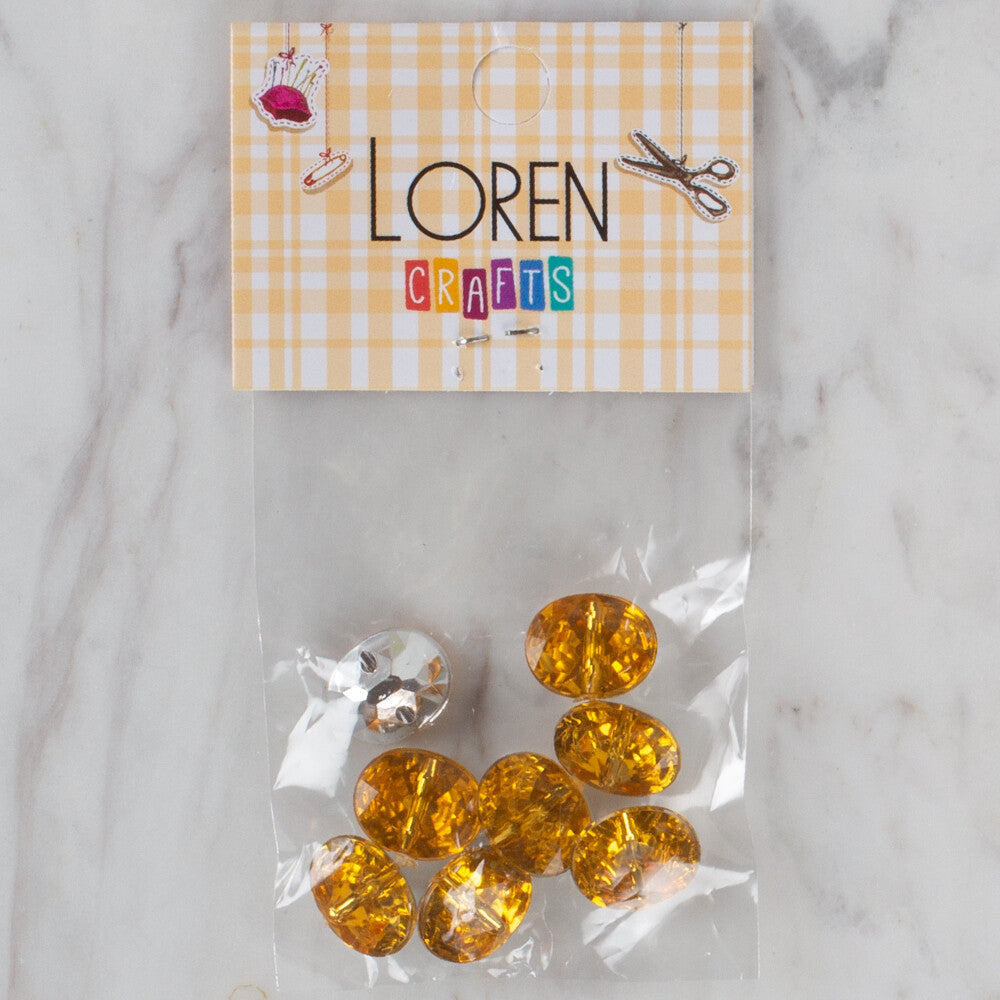 Loren Crafts 8 Pack Shiny Button, Ocher- 242