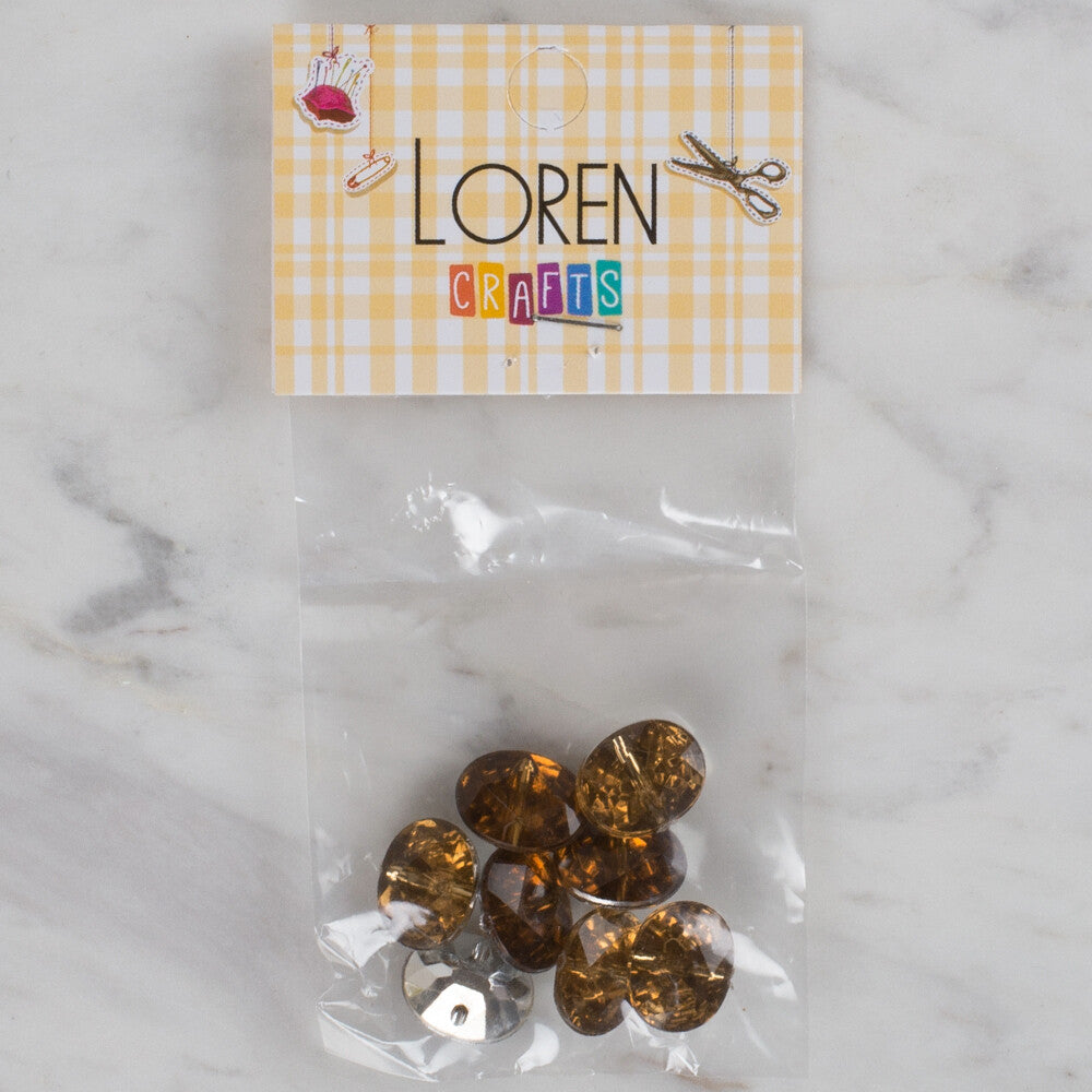 Loren Crafts 8 Pack Shiny Button, Brown - 243