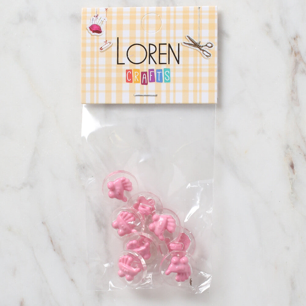 Loren Crafts 8 Pack Transparent  Baby Stroller Button, Pink- 250