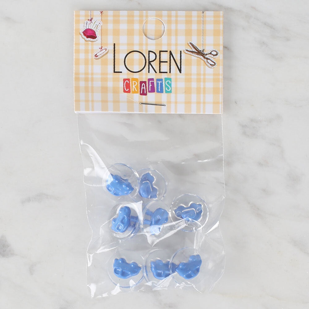 Loren Crafts 8 Pack Car Button, Transparent Blue- 261