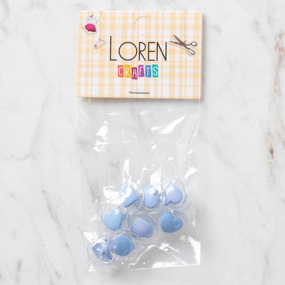 Loren Crafts 8 Pack  Heart Button, Transparent Blue- 267