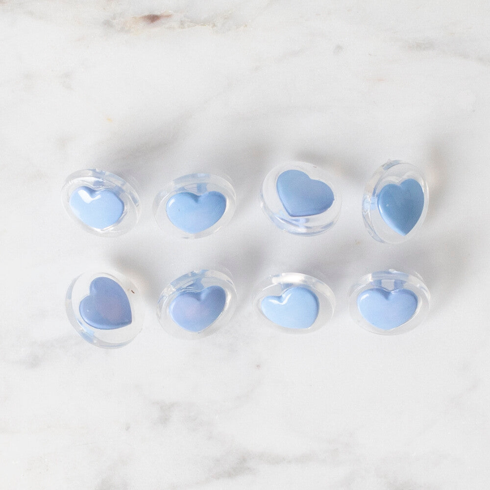 Loren Crafts 8 Pack  Heart Button, Transparent Blue- 267