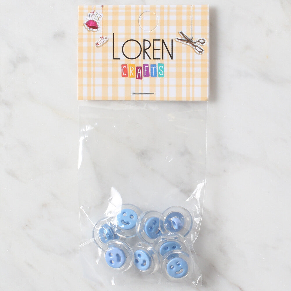 Loren Crafts 8 Pack Smile Button, Transparent Blue- 270