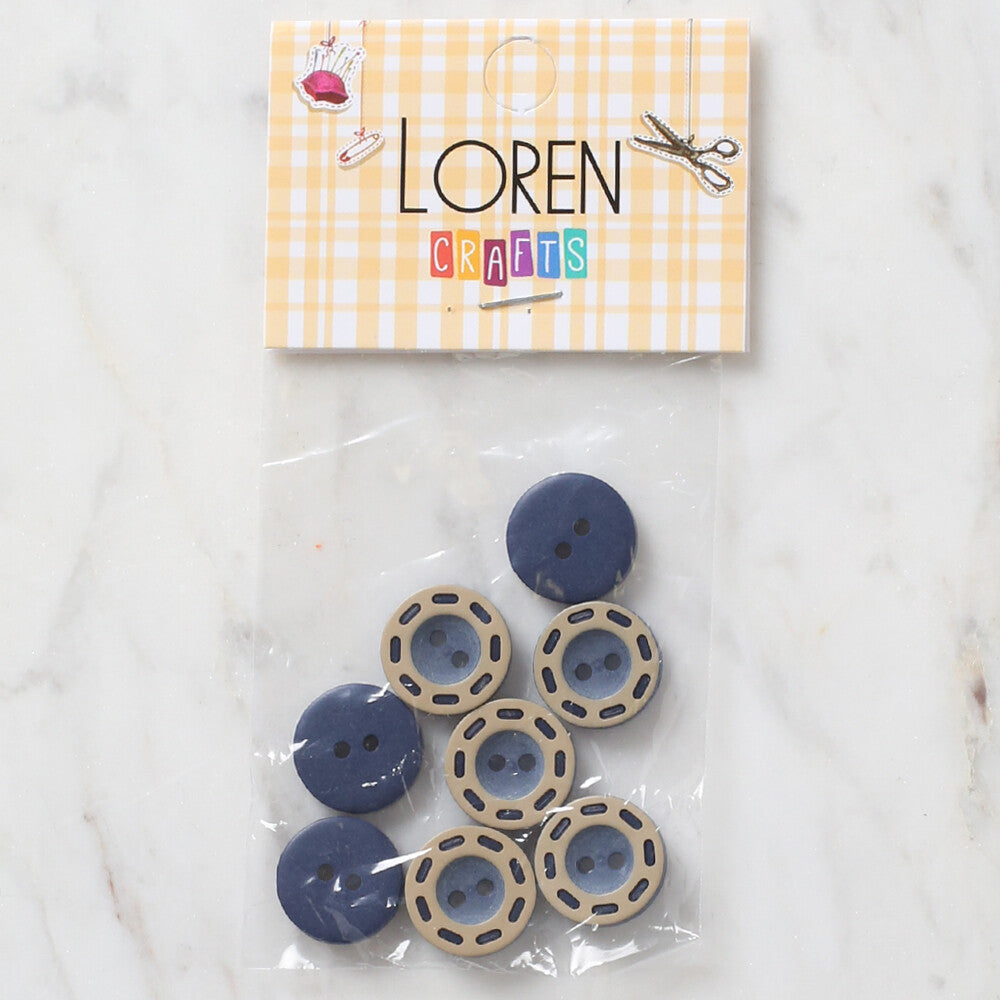 Loren Crafts 8 Pack  Button, Navy Blue - 291