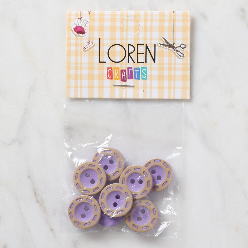 Loren Crafts 8 Pack Button, Lilac - 292