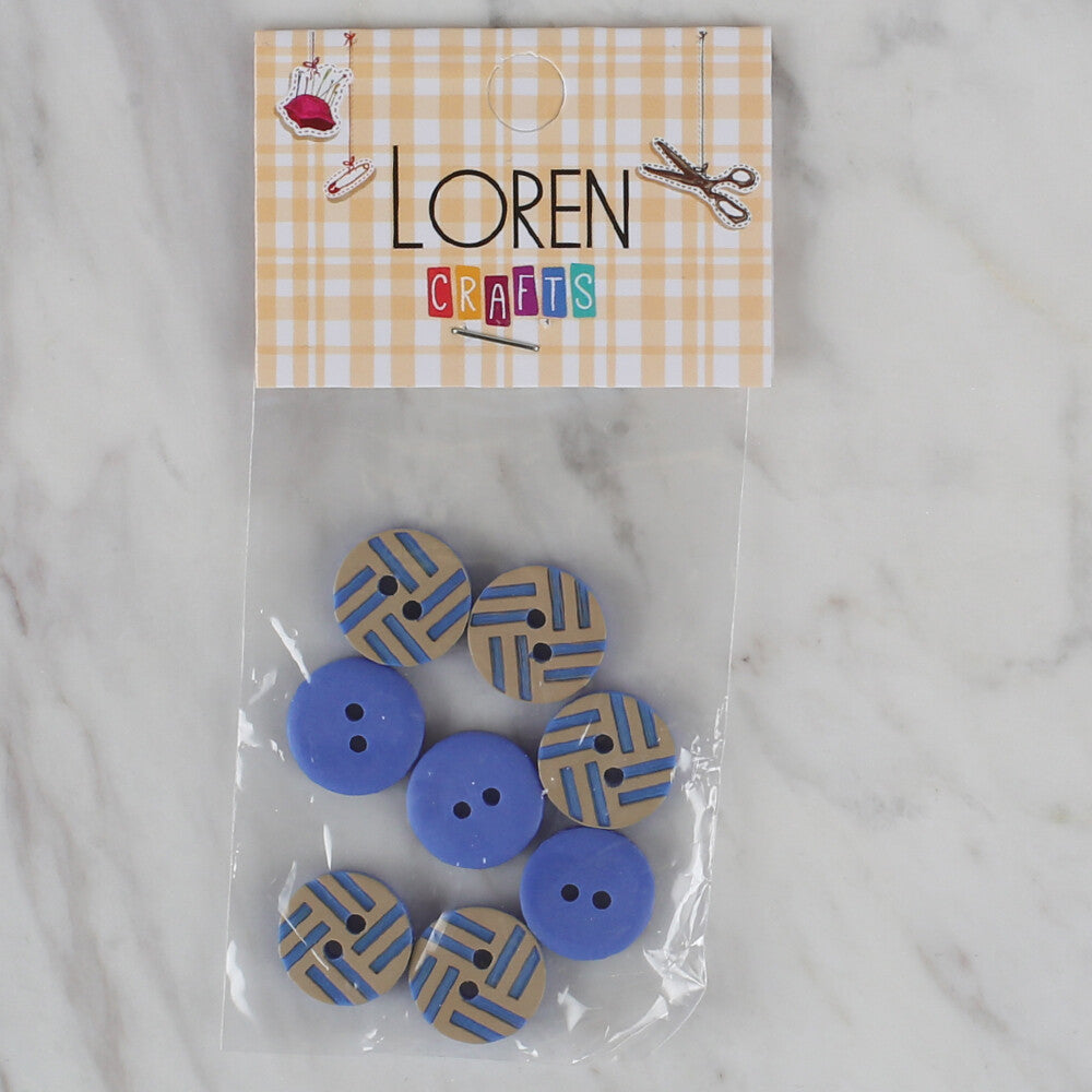 Loren Crafts 8 Pack Round Button, Blue - 301