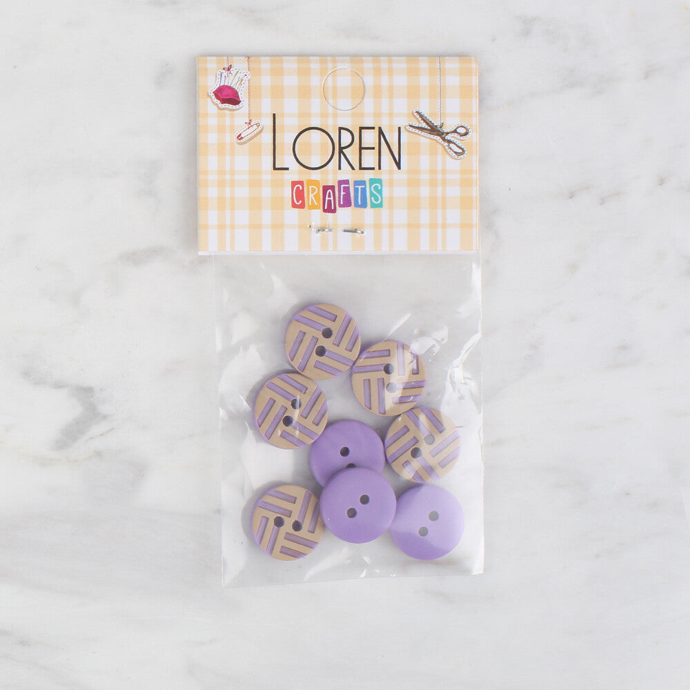 Loren Crafts 8 Pack Round Button, Lilac - 303