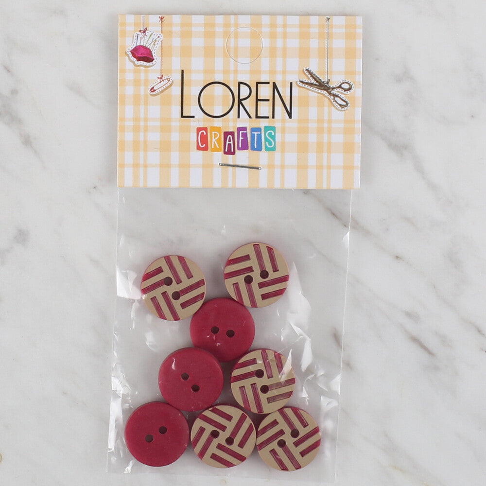 Loren Crafts 8 Pack Round Button, Red - 306