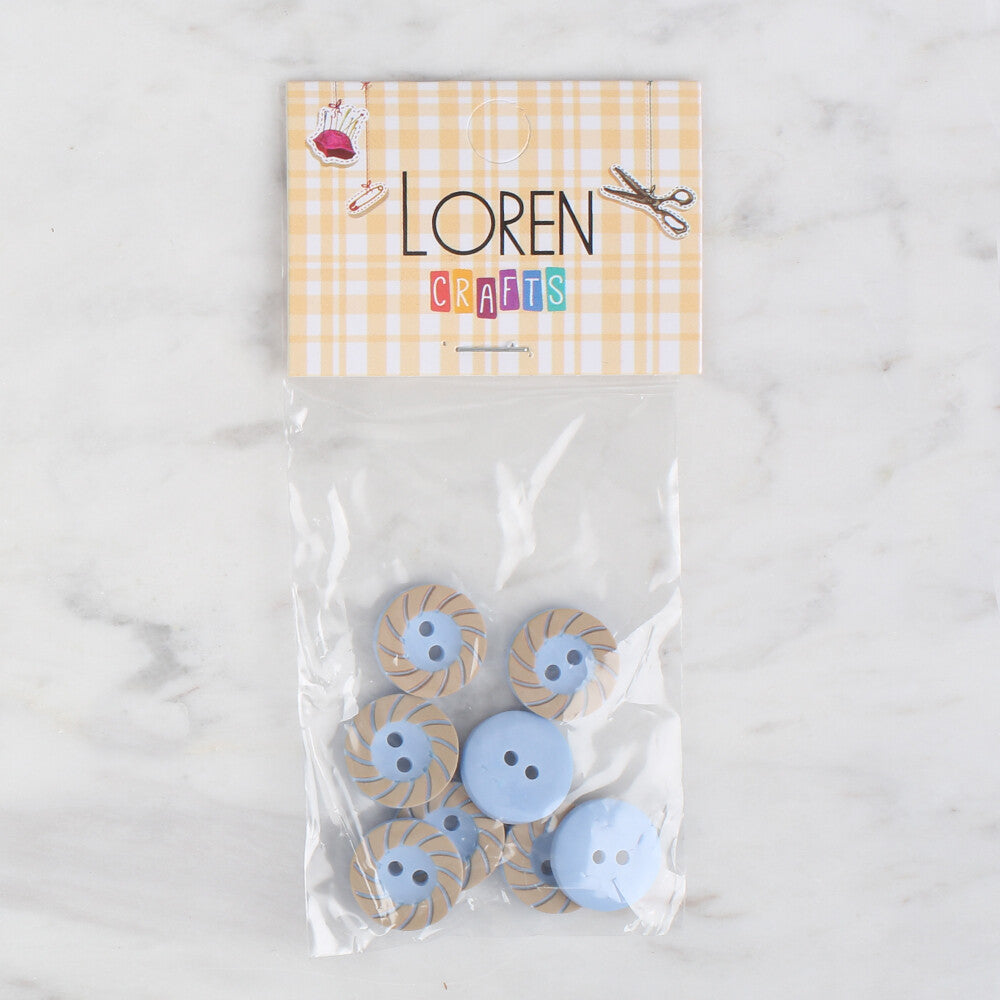 Loren Crafts 8 Pack Round Button, Light Blue - 350