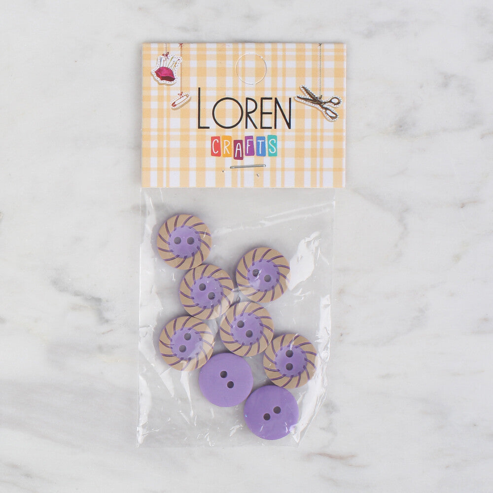 Loren Crafts 8 Pack Round Button, Lilac - 351