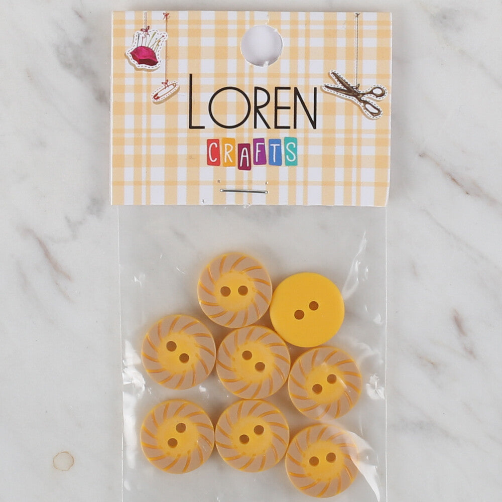 Loren Crafts 8 Pack Round Button, Yellow - 355