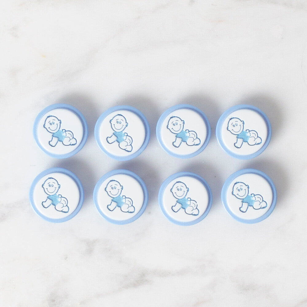 Loren Crafts 8 Pack Baby Shaped Button, Blue - 369