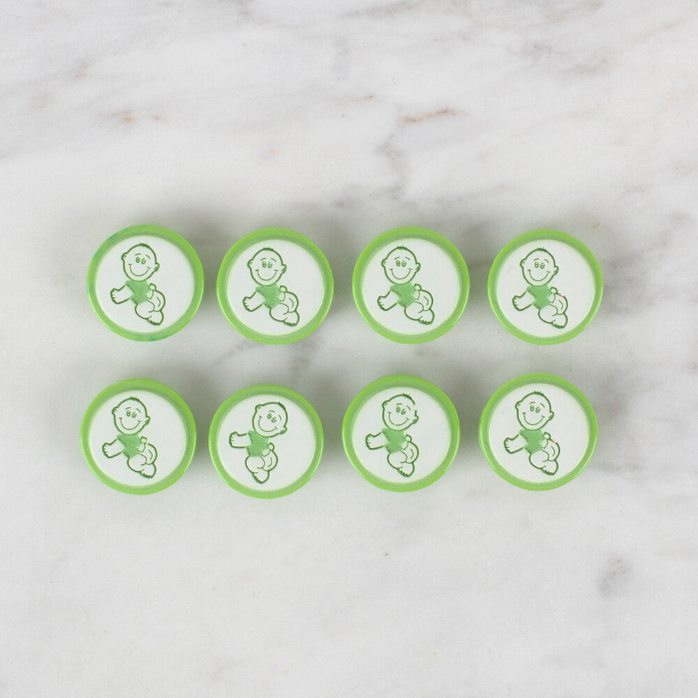 Loren Crafts 8 Pack Baby Shaped Button, Green - 373