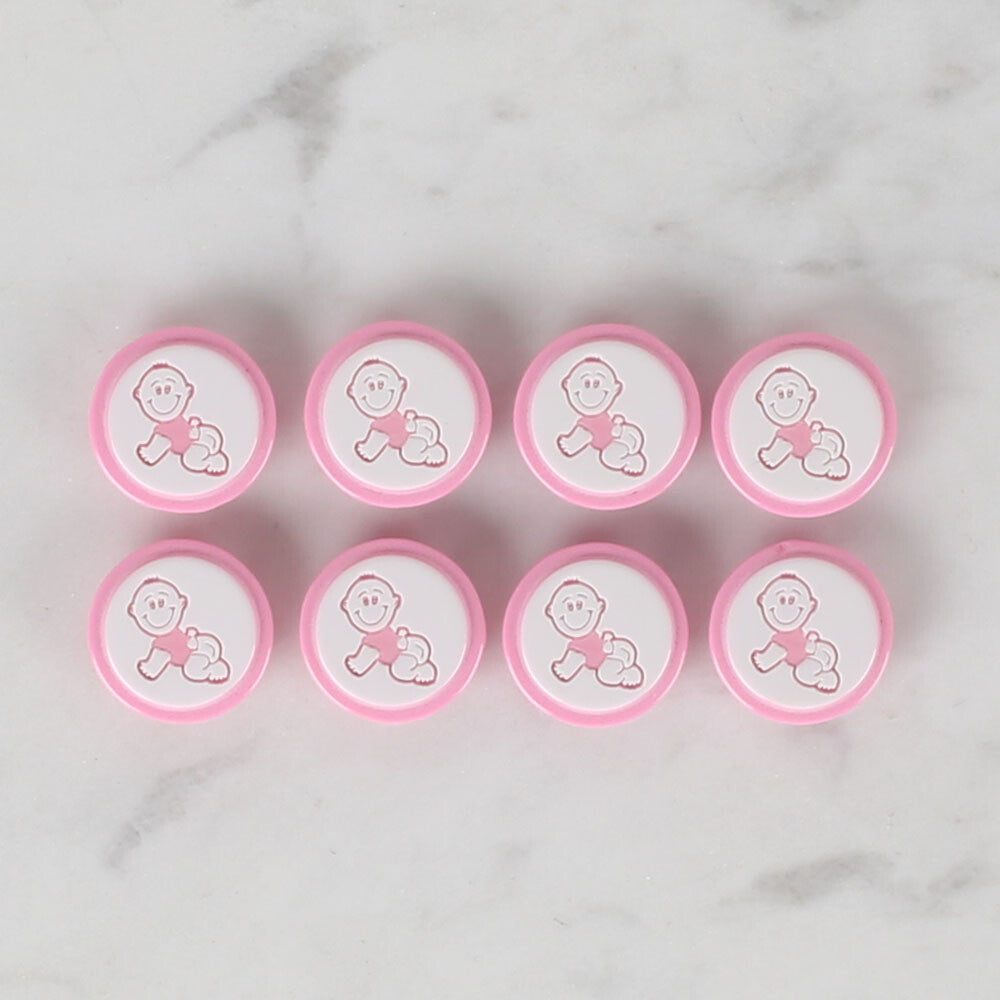 Loren Crafts 8 Pack Baby Shaped Button, Pink - 375