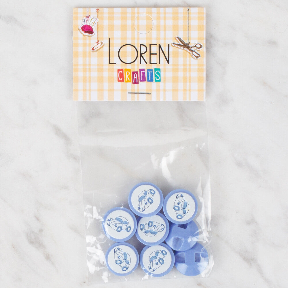 Loren Crafts 8 Pack Button, Blue - 394