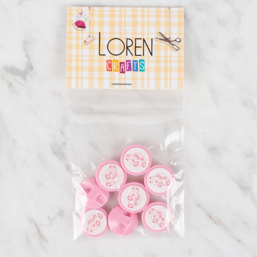 Loren Crafts 8 Pack Button, Pink - 398