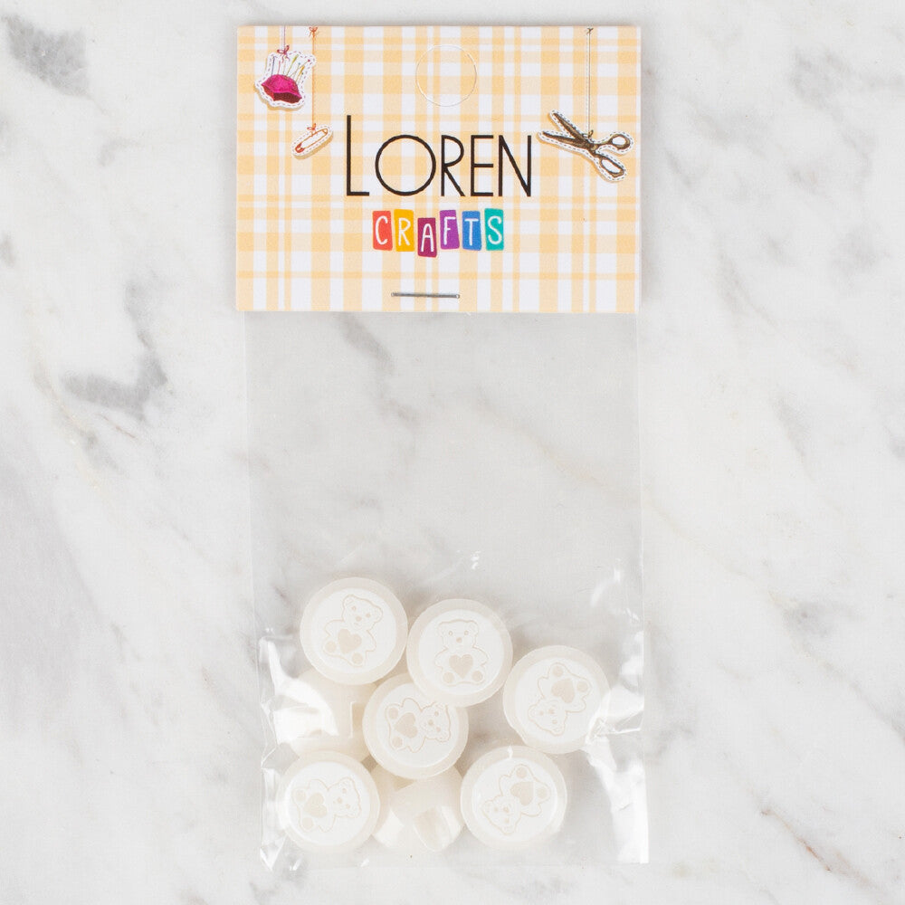 Loren Crafts 8 Pack Button, White - 400