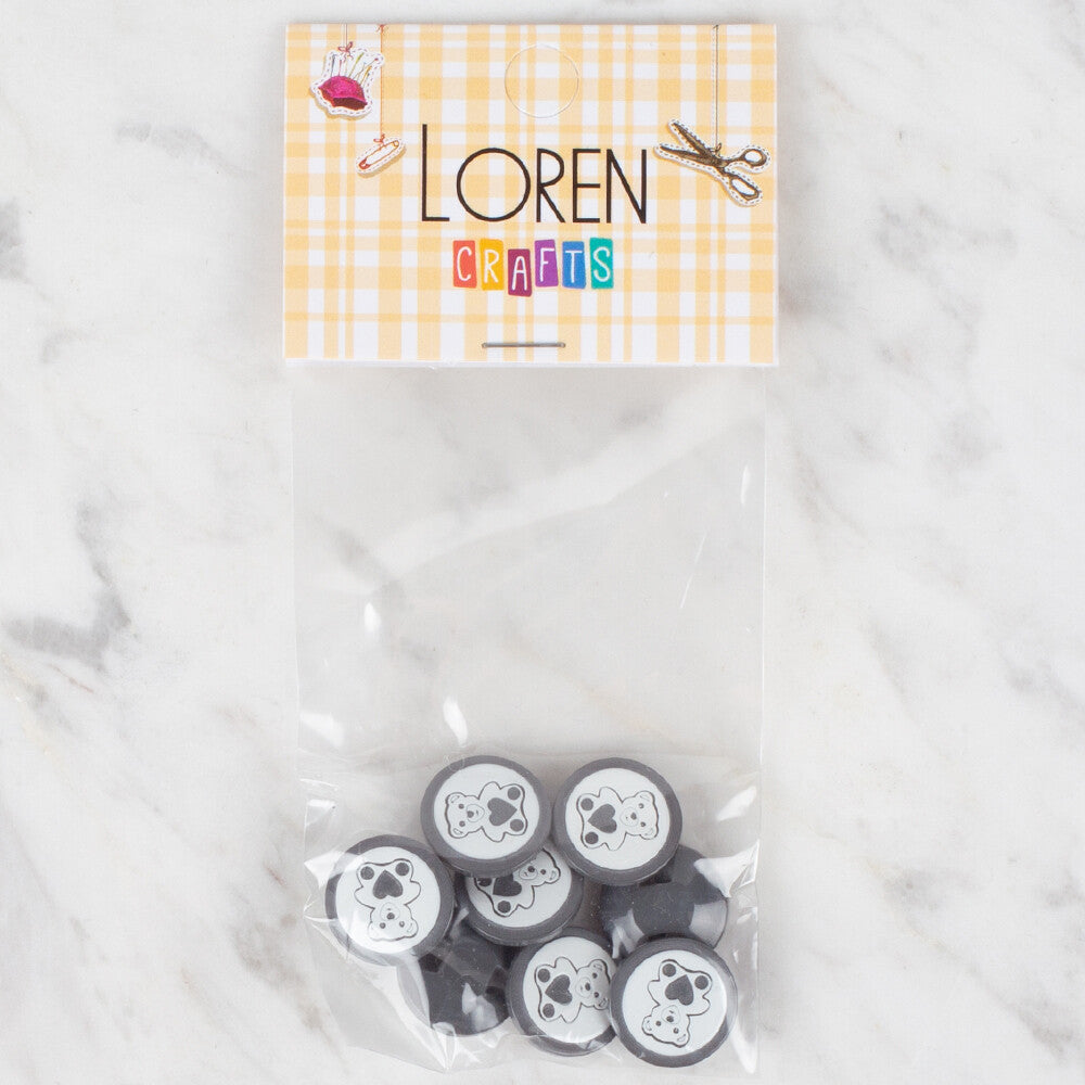 Loren Crafts 8 Pack Button, Grey - 401