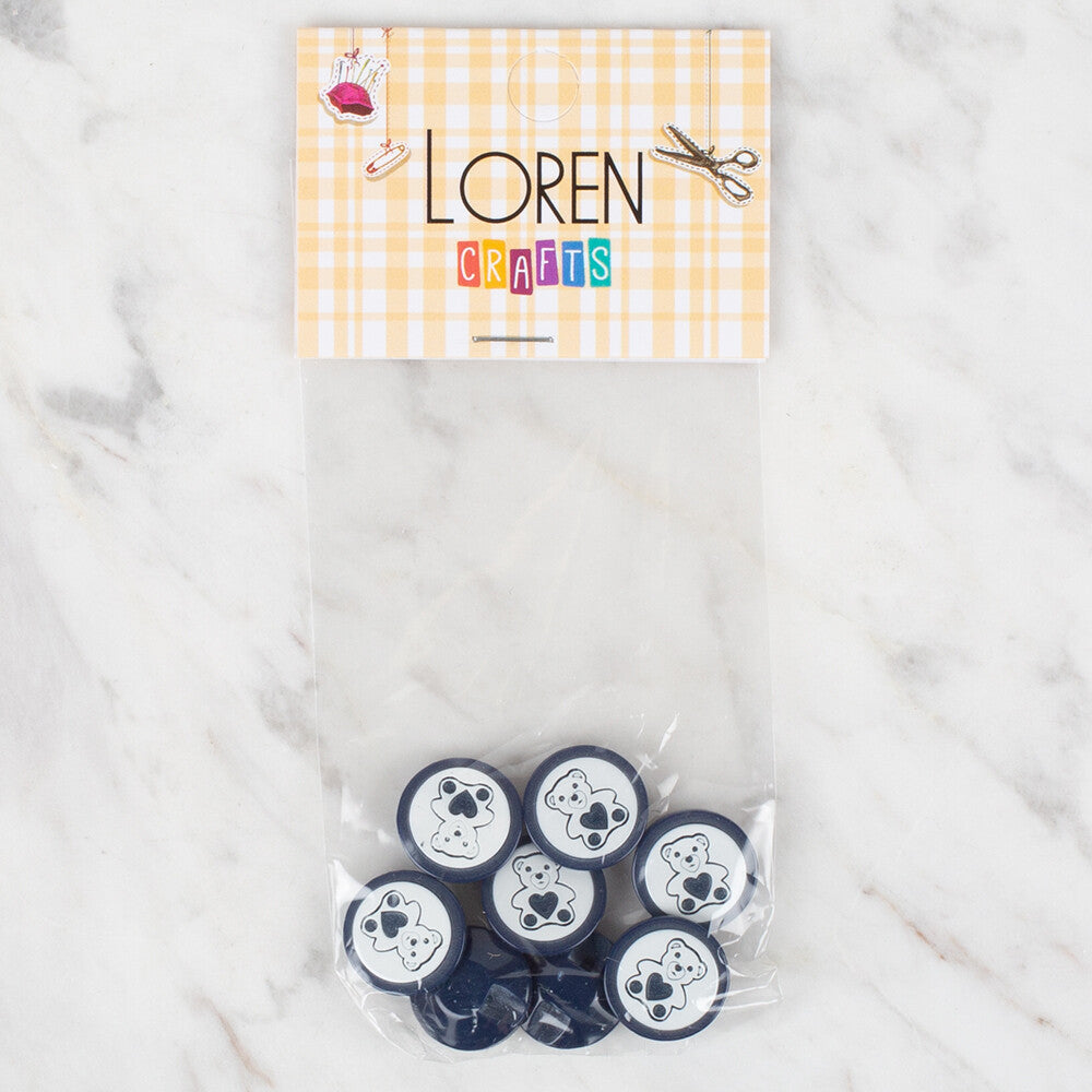 Loren Crafts 8 Pack Bear Button - 402