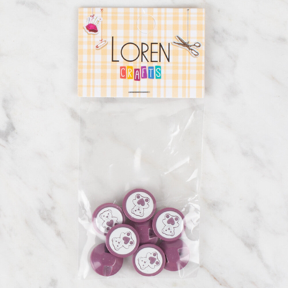 Loren Crafts 8 Pack Bear Button - 405