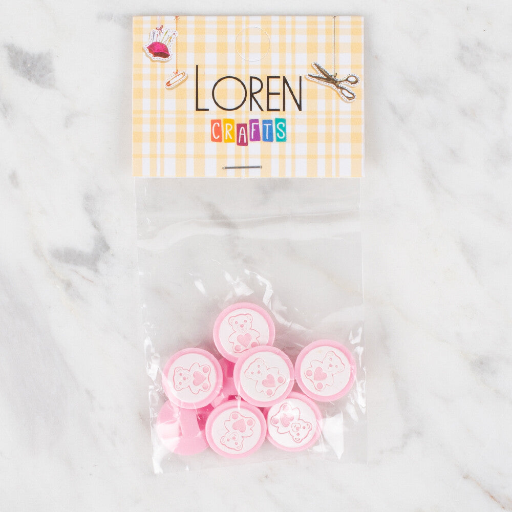 Loren Crafts 8 Pack Button, Pink - 407