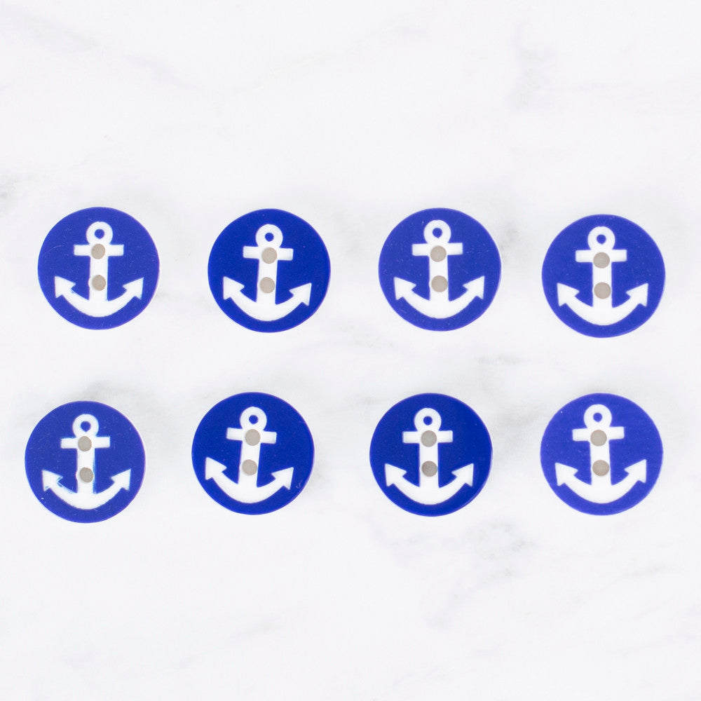 Loren Crafts 8 Pack Anchor Button, Light Navy - 0428