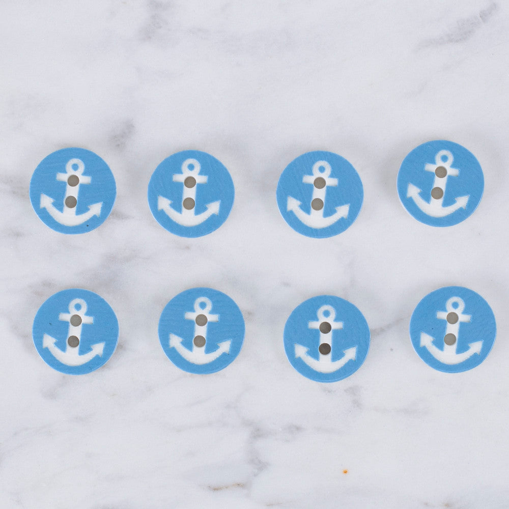 Loren Crafts 8 Pack Anchor Button, Blue - 0430