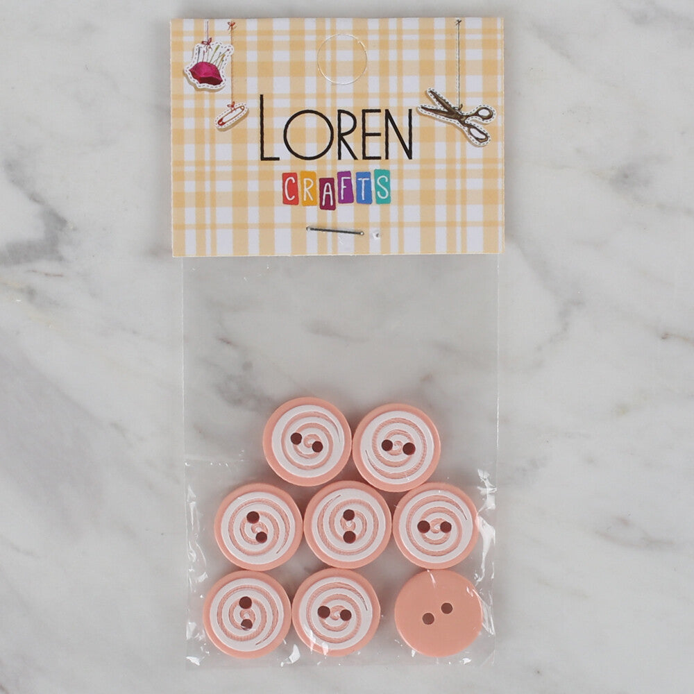 Loren Crafts 8 Pack Round Button, Pinkish Orange - 446