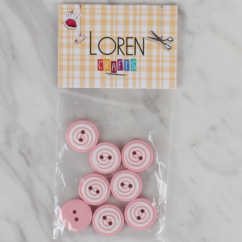 Loren Crafts 8 Pack Round Button, Pink - 447