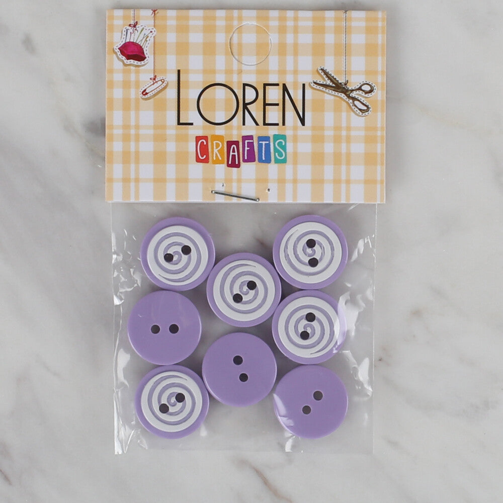 Loren Crafts 8 Pack Round Button, Lilac - 450