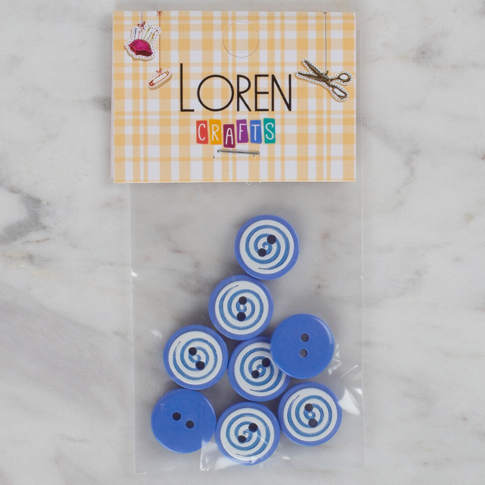 Loren Crafts 8 Pack Round Button, Blue - 452