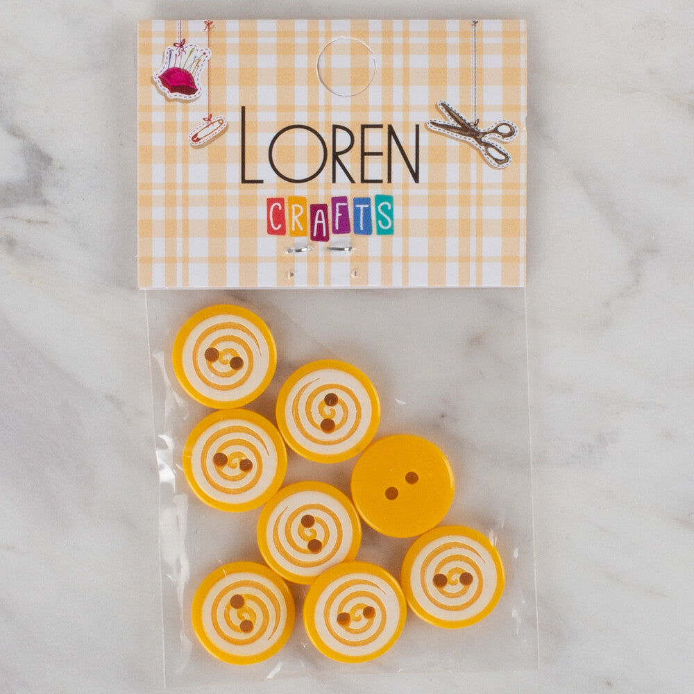 Loren Crafts 8 Pack  Round Button, Yellow- 455
